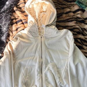 Cream Hooded Zip-Up Jacket
